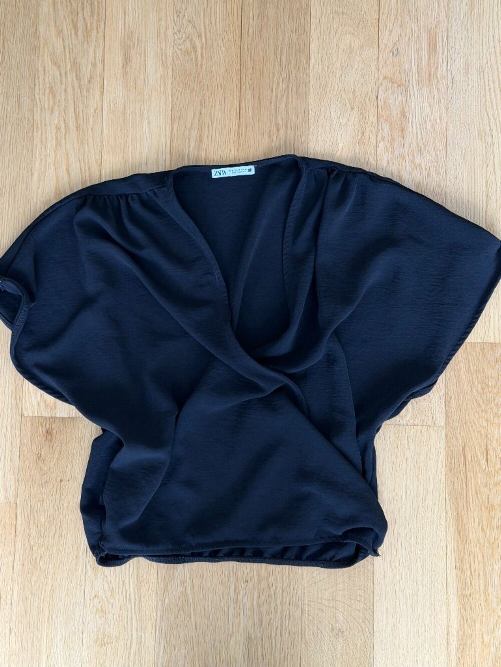 Zara Black Wrap Top - Size M